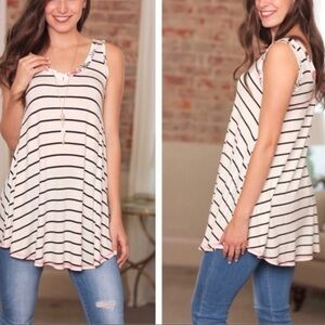 Floral Trimmed Stripped Tunic
